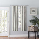 Ellis Curtain Plaza Classic Ticking Stripe Printed 3" Rod Pocket Tailored Panel Pair with Tiebacks Sage