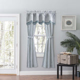 Ellis Curtain Plaza Classic Ticking Stripe Printed on Natural Ground 3" Rod Pocket Tailored Panel Pair Blue