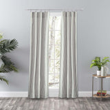 Ellis Curtain Plaza Classic Ticking Stripe Printed 3" Rod Pocket Tailored Panel Pair with Tiebacks Sage