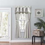 Ellis Curtain Plaza Classic Ticking Stripe Printed 3" Rod Pocket Tailored Panel Pair with Tiebacks Sage