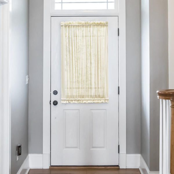 Ellis Curtain Shadow Stripe 1.5" Rod Pocket Semi Sheer Door Curtain Panel Natura