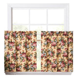 Ellis Bella Rose Unique Medium Scale Printed Floral Pattern 1.5" Rod Pocket Tier for Windows Butter