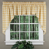 Ellis Curtain 50% Polyester 50% Cotton Country Check With 1.5" Rod Pocket Tailored Window Swag 56" x 36" Butter