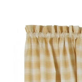 Ellis Curtain 50% Polyester 50% Cotton Country Check With 1.5" Rod Pocket Tailored Window Swag 56" x 36" Butter