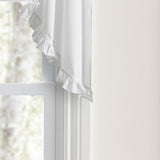 Classic Narrow Ruffle 3" Rod Pocket Swag Curtain Panel 86" X 38" White by Ellis