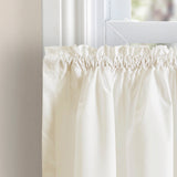 Ellis Curtain Classic Wide Solid Color Perma Press Ruffled With 1.5" Rod Pocket Window Tiers Natural