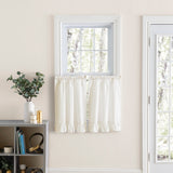 Ellis Curtain Classic Wide Solid Color Perma Press Ruffled With 1.5" Rod Pocket Window Tiers Natural