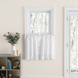 Ellis Curtain Classic Wide Solid Color Perma Press Ruffled With 1.5" Rod Pocket Window Tiers White