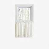 Ellis Curtain Classic Wide Solid Color Perma Press Ruffled With 1.5" Rod Pocket Window Tiers Natural