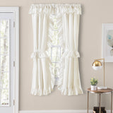 Ellis Curtain Classic Wide Solid Color Perma Press Ruffled Priscilla Curtain Panel With Ties Natural
