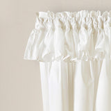 Ellis Curtain Classic Wide Solid Color Perma Press Ruffled Priscilla Curtain Panel With Ties Natural