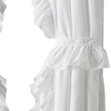 Ellis Curtain Classic Wide Solid Color Perma Press Ruffled Priscilla Curtain Panel With Ties White