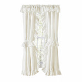 Ellis Curtain Classic Wide Solid Color Perma Press Ruffled Priscilla Curtain Panel With Ties Natural