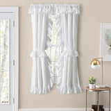 Ellis Curtain Classic Wide Solid Color Perma Press Ruffled Priscilla Curtain Panel With Ties White