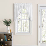 Ellis Curtain Classic Wide Solid Color Perma Press Ruffled Window Swag White