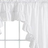 Ellis Curtain Classic Wide Solid Color Perma Press Ruffled Window Swag White