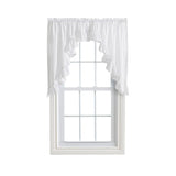 Ellis Curtain Classic Wide Solid Color Perma Press Ruffled Window Swag White