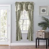 Ellis Curtain Lexington Leaf Pattern on Colored Ground Scallop Valance 58"x15" Sage