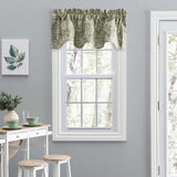 Ellis Curtain Lexington Leaf Pattern on Colored Ground Scallop Valance 58"x15" Sage