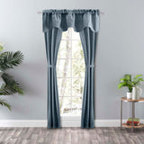 Ellis Curtain Lisa Solid Poly Cotton Duck Fabric Tailored Panel Pair with Ties Dusty Blue