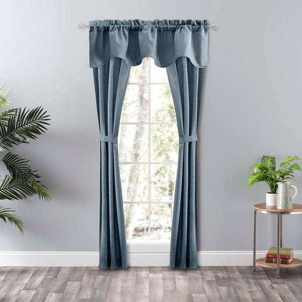 Ellis Curtain Lisa Solid Poly Cotton Duck Fabric Tailored Panel Pair with Ties D
