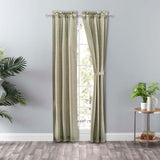 Ellis Curtain Lisa Solid Poly Cotton Duck Fabric Tailored Panel Pair with Ties Mist