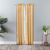 Ellis Curtain Lisa Solid Color Poly Cotton Duck Fabric Tailored Panel Pair with Ties Butter