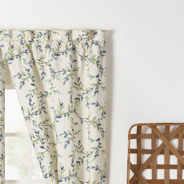 Ellis Vintage Medium Scale Printed Vine Pattern 1.5" Rod Pocket Tailored Pair fo