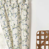 Ellis Vintage Medium Scale Printed Vine Pattern 1.5" Rod Pocket Tailored Pair for Windows with Ties Azure