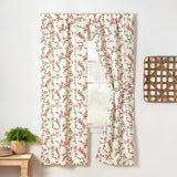Ellis Vintage Stylish Medium Scale Printed Vine Pattern 1.5" Rod Pocket Tailored Pair for Windows with Ties 56"x63" Pecan