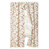 Ellis Vintage Stylish Medium Scale Printed Vine Pattern 1.5" Rod Pocket Tailored Pair for Windows with Ties 56"x63" Pecan