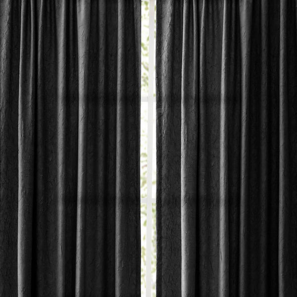 Ellis Curtain Portland Crushed Taffeta Rod Pocket Tailored Panel - Black