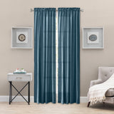 Ellis Curtain Portland Crushed Taffeta Rod Pocket Tailored Panel - Blue