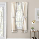 Ellis Curtain Richmark Tailored Rod Pocket Design Curtain Panel Pair for Windows with Ties Natural