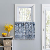 Ellis Athens Printed Tile Design on Navy Ground High Quality Tailored Tiers 1.5" Rod Pocket Navy
