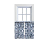 Ellis Athens Printed Tile Design on Navy Ground High Quality Tailored Tiers 1.5" Rod Pocket Navy