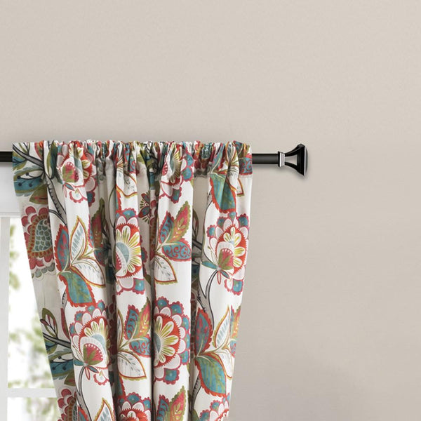 Ellis Curtain Wynette Lined 3" Rod Pocket Curtain Panel Pair with Tiebacks Multi