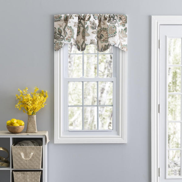 Ellis Curtain Wynette Lined Scallop 3" Rod Pocket Valances for Windows 50" x 16