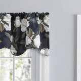 Ellis Curtain Magnolia Lined Scallop 3" Rod Pocket Valances for Windows 50" x 16" Black