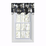 Ellis Curtain Magnolia Lined Scallop 3" Rod Pocket Valances for Windows 50" x 16" Black