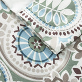 ELLIS 100% Cotton Paisley Prism Poly Filled Comforter Set With 2 Shams Queen 92" x 96" Latte