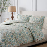 ELLIS 100% Cotton Paisley Prism Poly Filled Comforter Set With 2 Shams Queen 92" x 96" Latte