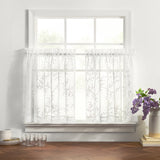 Ellis Curtain Brewster 100% Polyester Embroidered Sheer Rod Pocket Tiers White