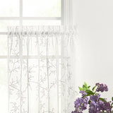 Ellis Curtain Brewster 100% Polyester Embroidered Sheer Rod Pocket Tiers White