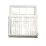 Ellis Curtain Brewster 100% Polyester Embroidered Sheer Rod Pocket Tiers White