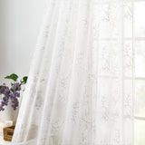 Ellis Curtain Brewster 100% Polyester Embroidered Sheer Rod Pocket Curtain Panel White