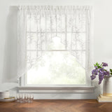 Ellis Curtain Brewster 100% Polyester Tailored Embroidered Sheer Rod Pocket Swag Pair  70" x 38" White