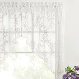 Ellis Curtain Brewster 100% Polyester Tailored Embroidered Sheer Rod Pocket Swag Pair  70" x 38" White