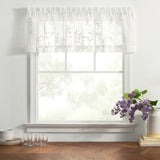 Ellis Curtain Brewster 100% Polyester Tailored Embroidered Sheer Rod Pocket Valances 70" x 15" White