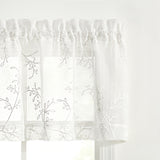 Ellis Curtain Brewster Tailored Embroidered Sheer Rod Pocket Window Valance 70"x15" White